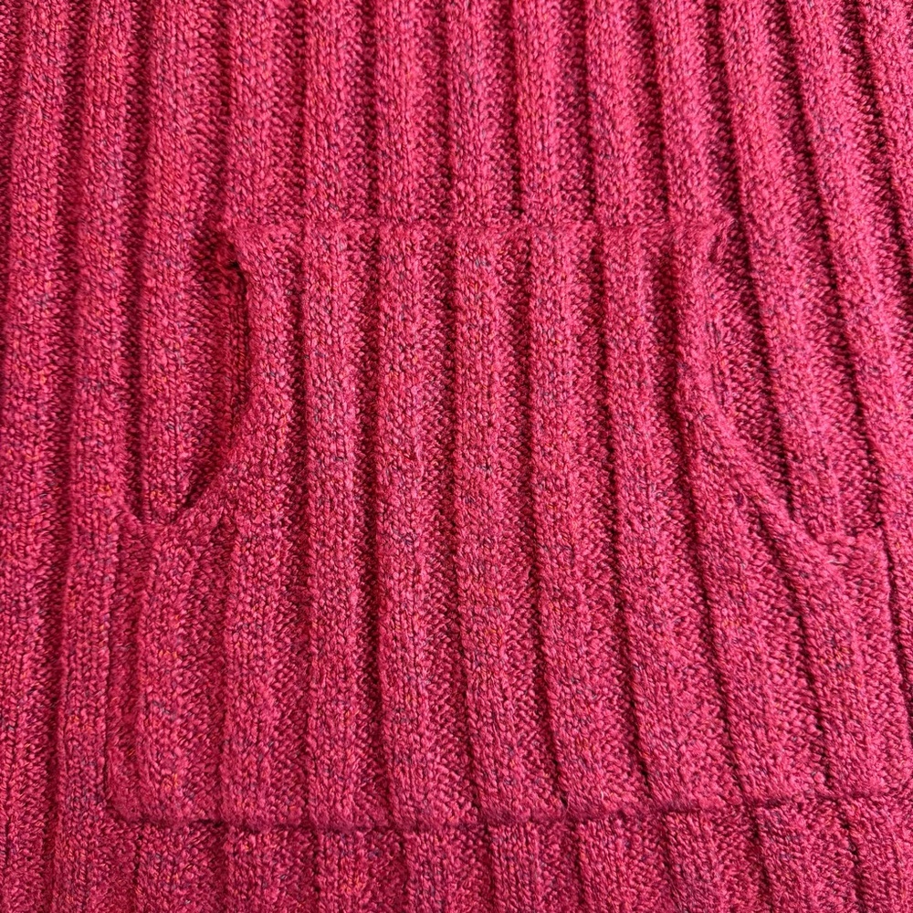 Maurices Ribbed V-Neck Hooded Sweater - Deep Pink - Picture 3 of 10